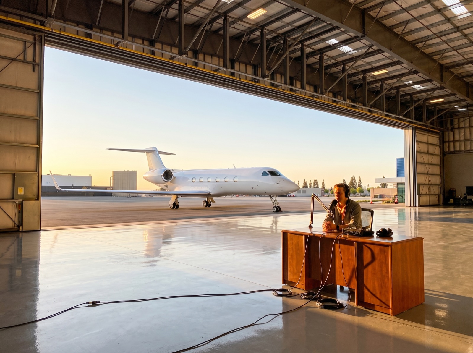 Podcast recording in the hangar